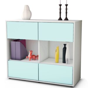 Sideboard Daniela | Korpus Weiß | Front in Mint | 92x79x35cm (BxHxT)