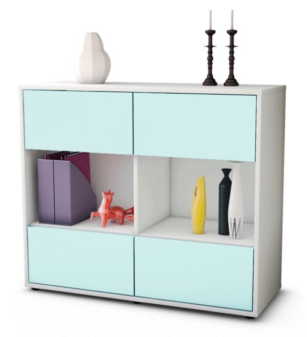 Sideboard Daniela | Korpus Weiß | Front in Mint | 92x79x35cm (BxHxT)