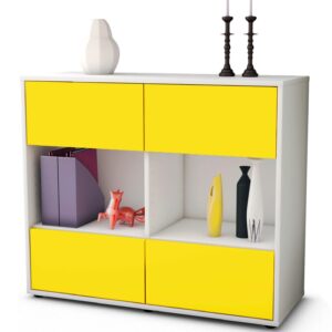 Sideboard Daniela | Korpus Weiß | Front in Gelb | 92x79x35cm (BxHxT)