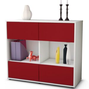 Sideboard Daniela | Korpus Weiß | Front in Bordeaux | 92x79x35cm (BxHxT)
