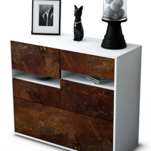 Sideboard Daria | Korpus Weiß | Front in Rost Optik | 92x79x35cm (BxHxT)