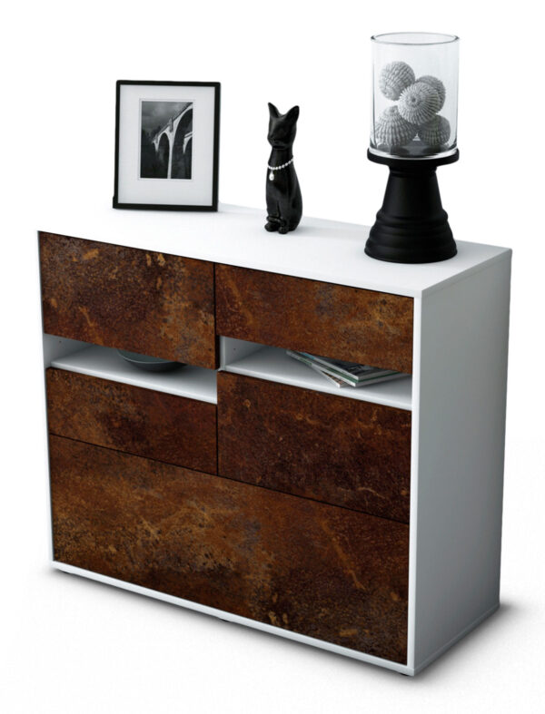 Sideboard Daria | Korpus Weiß | Front in Rost Optik | 92x79x35cm (BxHxT)