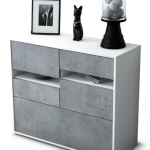 Sideboard Daria | Korpus Weiß | Front in Beton Optik | 92x79x35cm (BxHxT)