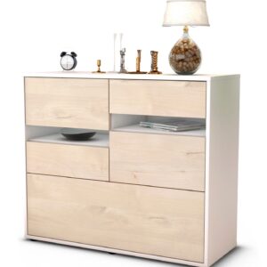Sideboard Daria | Korpus Weiß | Front in Zeder Holz Optik | 92x79x35cm (BxHxT)