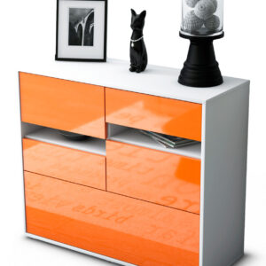 Sideboard Daria | Korpus Weiß | Front in Hochglanz Orange | 92x79x35cm (BxHxT)