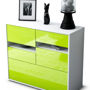 Sideboard Daria | Korpus Weiß | Front in Hochglanz Grün | 92x79x35cm (BxHxT)
