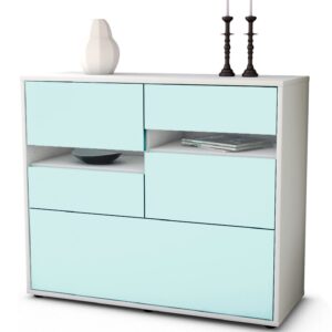Sideboard Daria | Korpus Weiß | Front in Mint | 92x79x35cm (BxHxT)