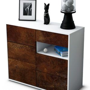 Sideboard Dariella | Korpus Weiß | Front in Rost Optik | 92x79x35cm (BxHxT)