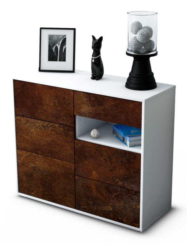 Sideboard Dariella | Korpus Weiß | Front in Rost Optik | 92x79x35cm (BxHxT)