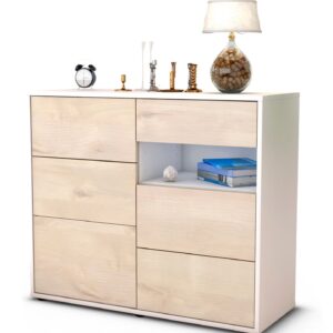 Sideboard Dariella | Korpus Weiß | Front in Zeder Holz Optik | 92x79x35cm (BxHxT)