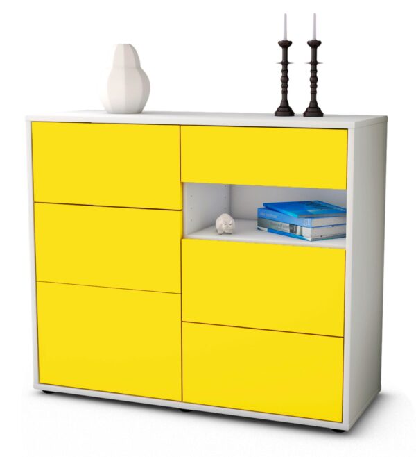 Sideboard Dariella | Korpus Weiß | Front in Gelb | 92x79x35cm (BxHxT)