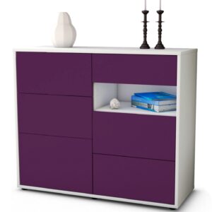 Sideboard Dariella | Korpus Weiß | Front in Lila | 92x79x35cm (BxHxT)