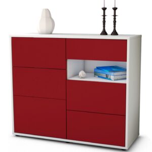 Sideboard Dariella | Korpus Weiß | Front in Bordeaux | 92x79x35cm (BxHxT)