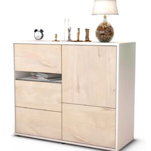 Sideboard Davina | Korpus Weiß | Front in Zeder Holz Optik | 92x79x35cm (BxHxT)