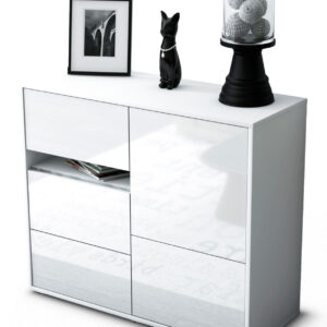 Sideboard Davina | Korpus Weiß | Front in Hochglanz Weiß | 92x79x35cm (BxHxT)