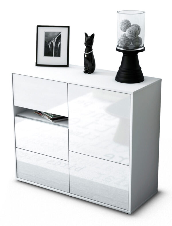 Sideboard Davina | Korpus Weiß | Front in Hochglanz Weiß | 92x79x35cm (BxHxT)