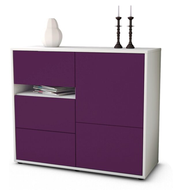 Sideboard Davina | Korpus Weiß | Front in Lila | 92x79x35cm (BxHxT)