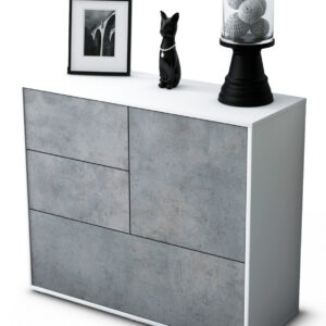 Sideboard Deanna | Korpus Weiß | Front in Beton Optik | 92x79x35cm (BxHxT)