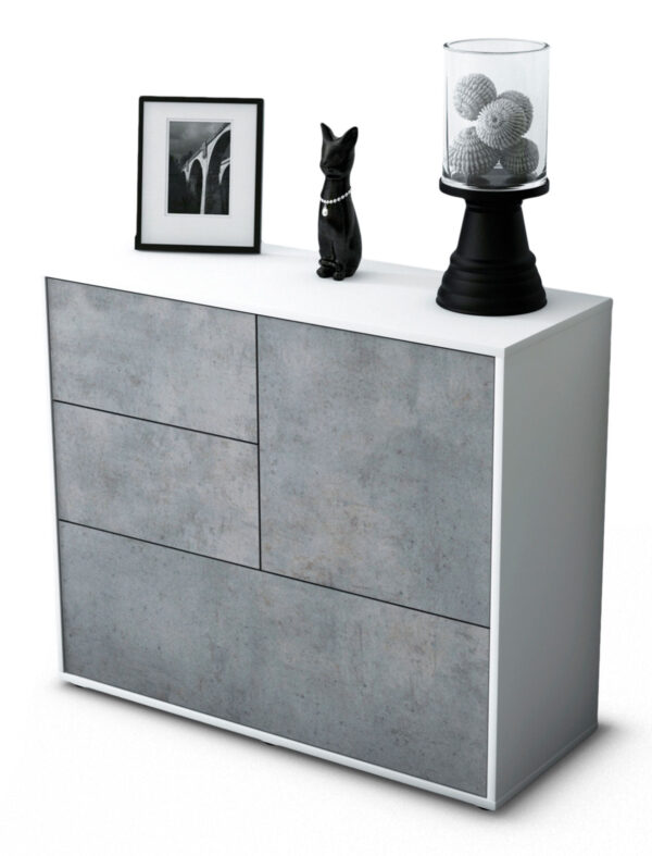 Sideboard Deanna | Korpus Weiß | Front in Beton Optik | 92x79x35cm (BxHxT)