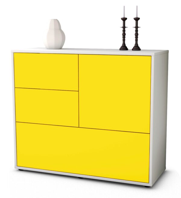 Sideboard Deanna | Korpus Weiß | Front in Gelb | 92x79x35cm (BxHxT)