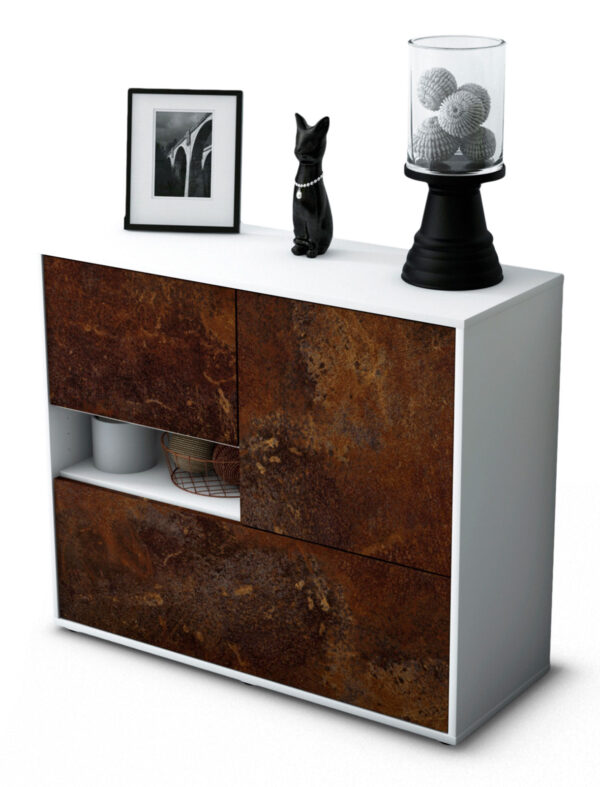 Sideboard Debora | Korpus Weiß | Front in Rost Optik | 92x79x35cm (BxHxT)