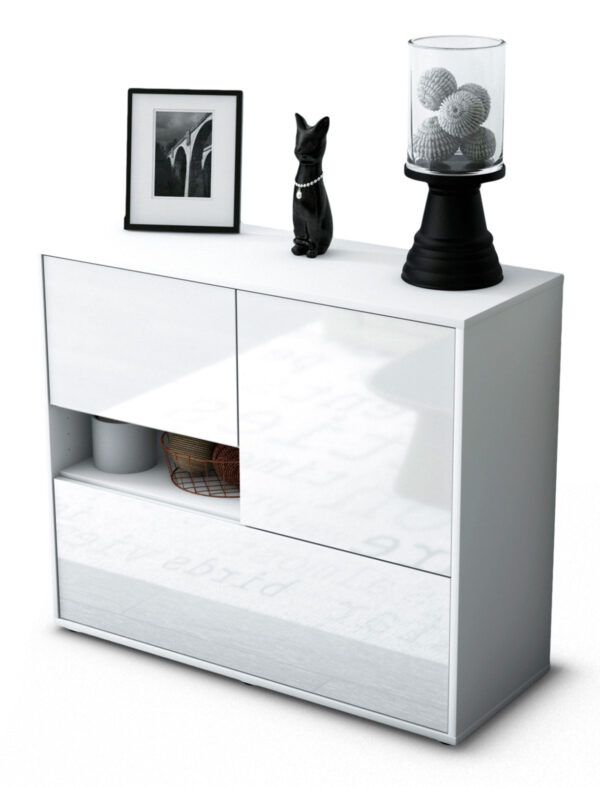 Sideboard Debora | Korpus Weiß | Front in Hochglanz Weiß | 92x79x35cm (BxHxT)