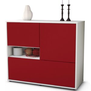 Sideboard Debora | Korpus Weiß | Front in Bordeaux | 92x79x35cm (BxHxT)