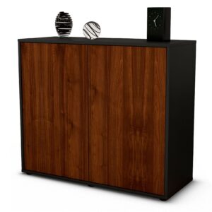 Sideboard Blanka | Korpus Anthrazit | Front in Walnuss Holz Optik | 92x79x35cm (BxHxT)