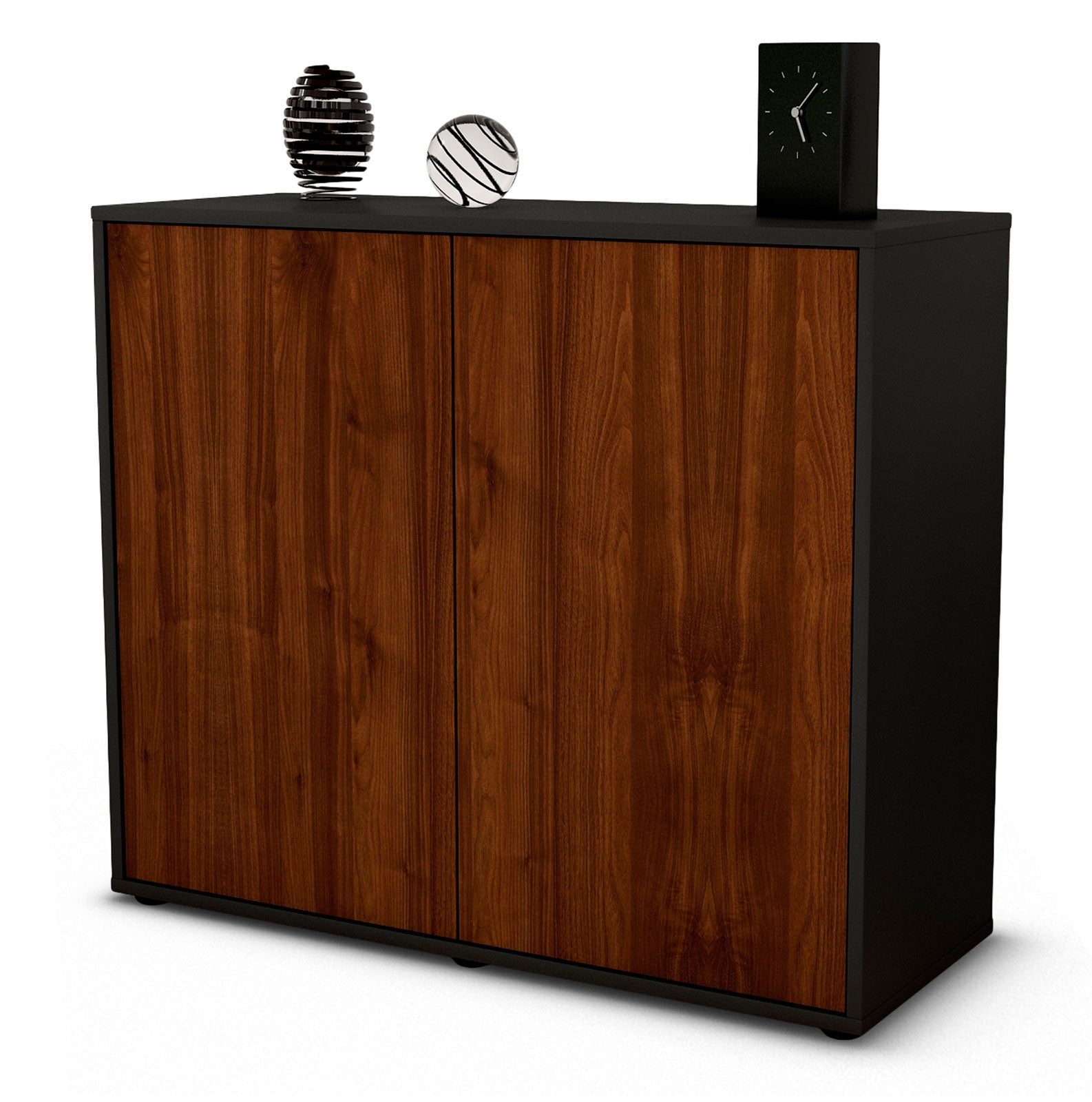 Sideboard Blanka | Korpus Anthrazit | Front in Walnuss Holz Optik | 92x79x35cm (BxHxT) 1 Sideboard Blanka | Korpus Anthrazit | Front in Walnuss Holz Optik | 92x79x35cm (BxHxT)