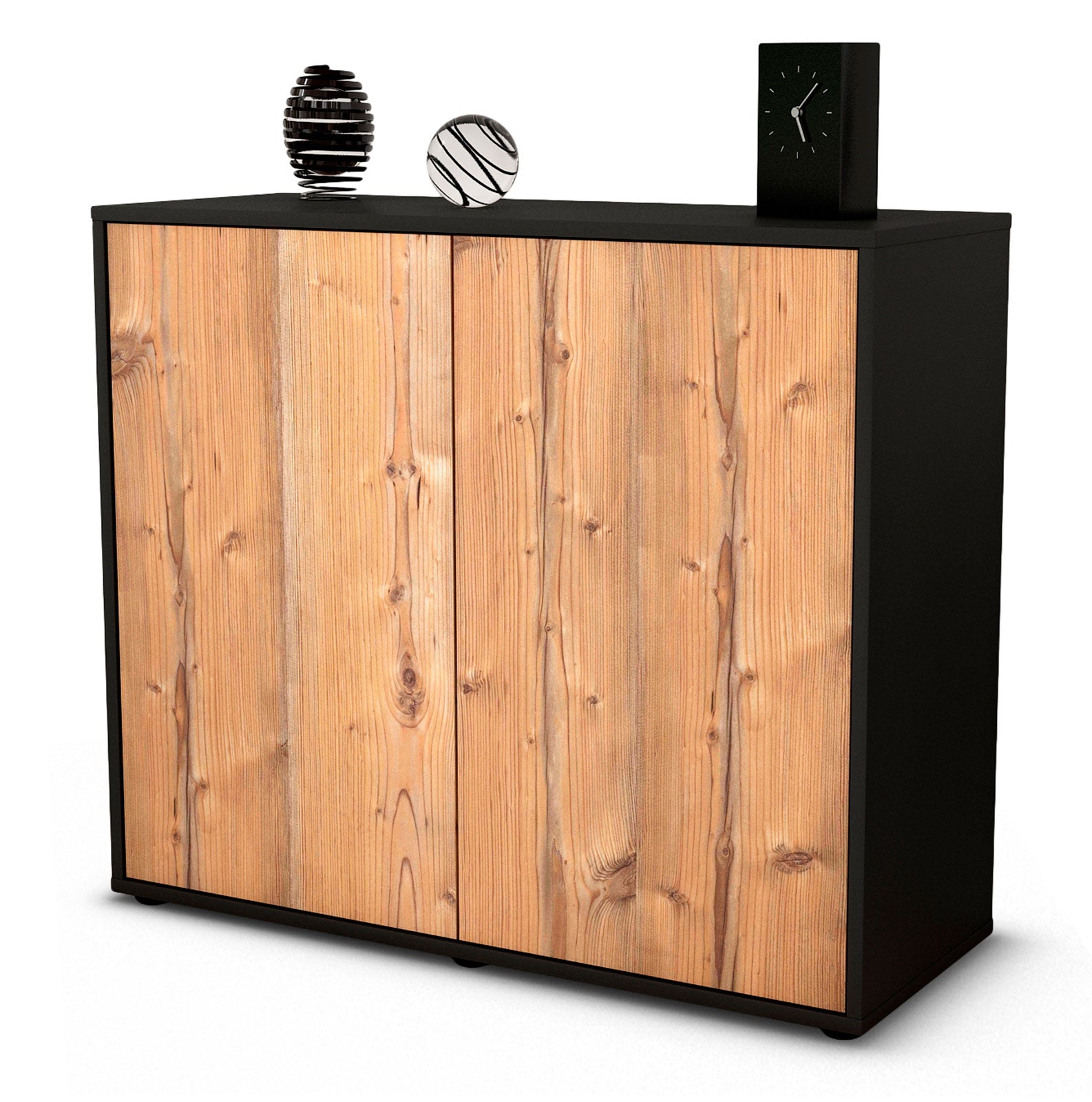 Sideboard Blanka | Korpus Anthrazit | Front in Pinie Holz Optik | 92x79x35cm (BxHxT) 1 Sideboard Blanka | Korpus Anthrazit | Front in Pinie Holz Optik | 92x79x35cm (BxHxT)