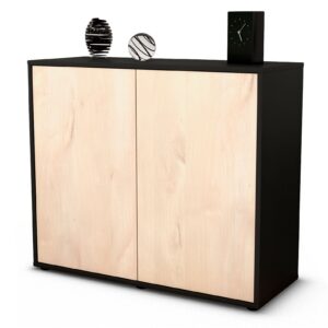 Sideboard Blanka | Korpus Anthrazit | Front in Zeder Holz Optik | 92x79x35cm (BxHxT)