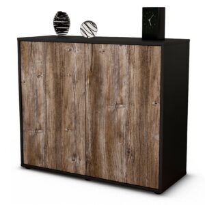 Sideboard Blanka | Korpus Anthrazit | Front in Treibholz Holz Optik | 92x79x35cm (BxHxT)