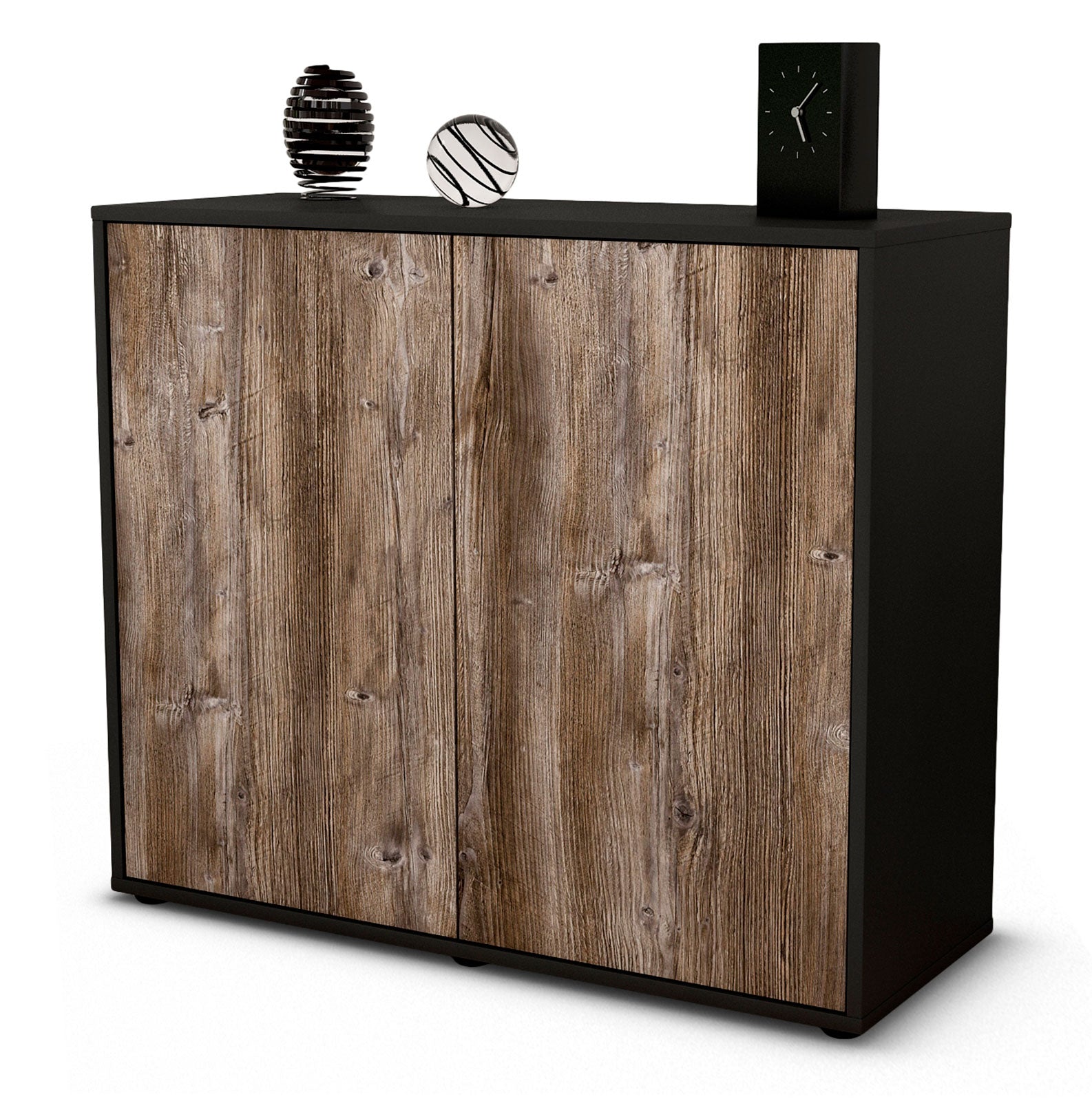Sideboard Blanka | Korpus Anthrazit | Front in Treibholz Holz Optik | 92x79x35cm (BxHxT) 1 Sideboard Blanka | Korpus Anthrazit | Front in Treibholz Holz Optik | 92x79x35cm (BxHxT)