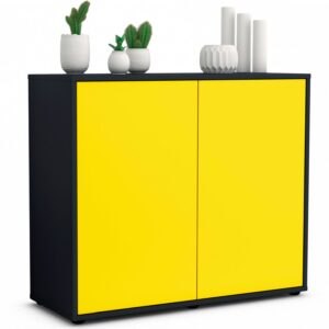 Sideboard Blanka | Korpus Anthrazit | Front in Gelb | 92x79x35cm (BxHxT)