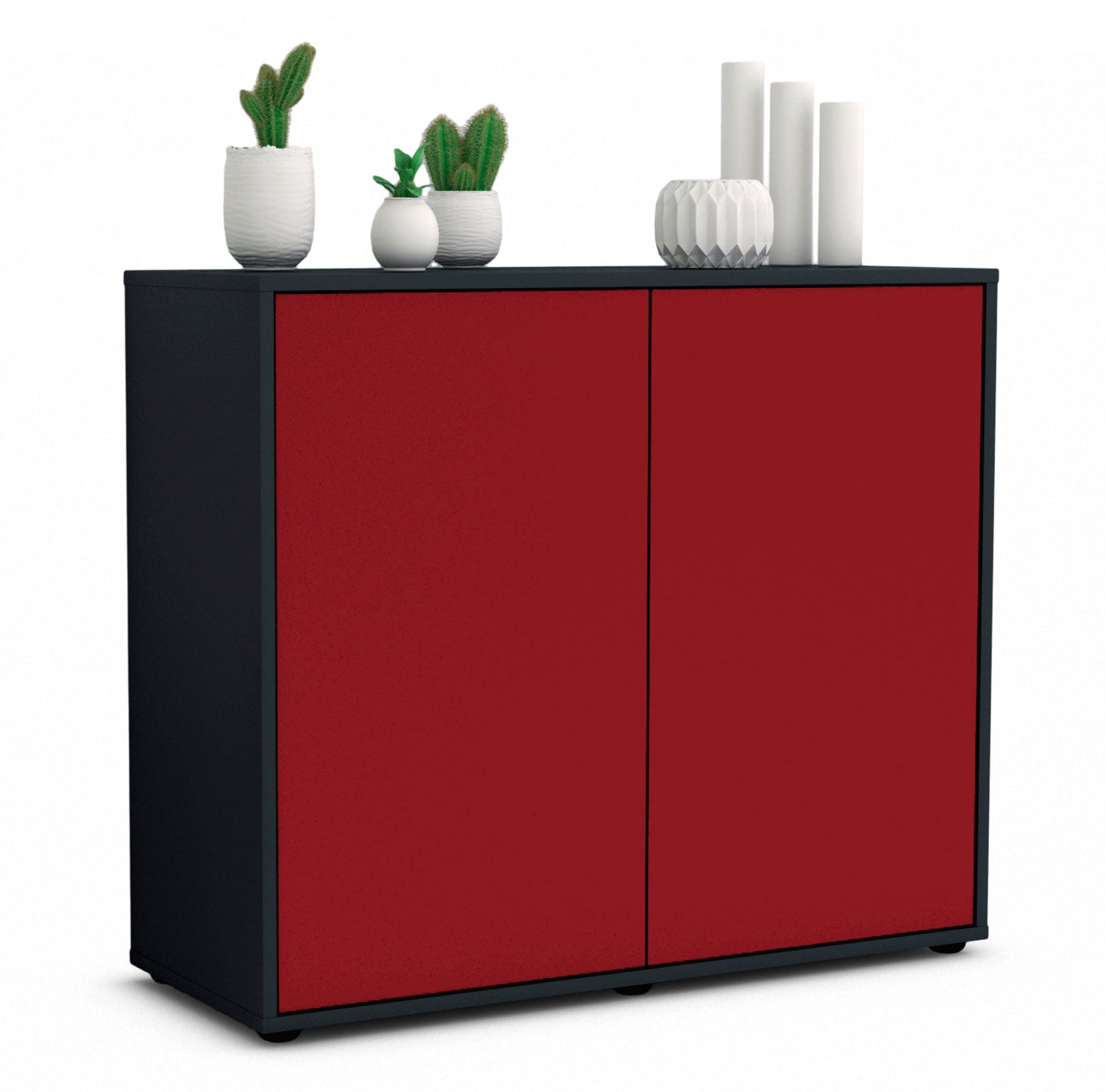 Sideboard Blanka | Korpus Anthrazit | Front in Bordeaux | 92x79x35cm (BxHxT) 1 Sideboard Blanka | Korpus Anthrazit | Front in Bordeaux | 92x79x35cm (BxHxT)