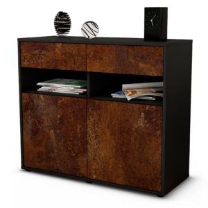 Sideboard Bruna | Korpus Anthrazit | Front in Rost Optik | 92x79x35cm (BxHxT)