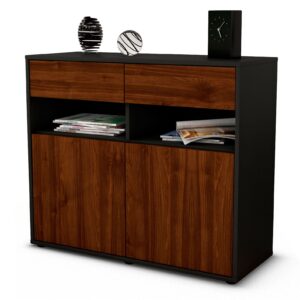 Sideboard Bruna | Korpus Anthrazit | Front in Walnuss Holz Optik | 92x79x35cm (BxHxT)