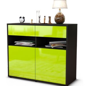 Sideboard Bruna | Korpus Anthrazit | Front in Hochglanz Grün | 92x79x35cm (BxHxT)