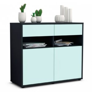 Sideboard Bruna | Korpus Anthrazit | Front in Mint | 92x79x35cm (BxHxT)
