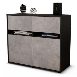 Sideboard Brunilde | Korpus Anthrazit | Front in Beton Optik | 92x79x35cm (BxHxT)