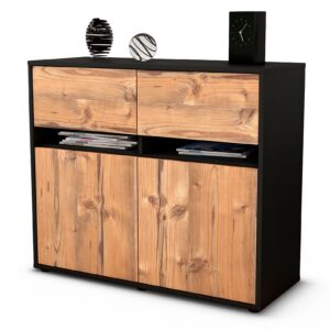 Sideboard Brunilde | Korpus Anthrazit | Front in Pinie Holz Optik | 92x79x35cm (BxHxT)