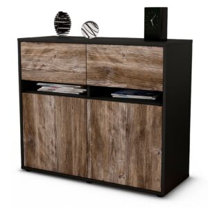 Sideboard Brunilde | Korpus Anthrazit | Front in Treibholz Holz Optik | 92x79x35cm (BxHxT)