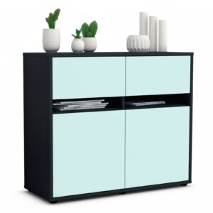 Sideboard Brunilde | Korpus Anthrazit | Front in Mint | 92x79x35cm (BxHxT)