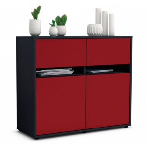 Sideboard Brunilde | Korpus Anthrazit | Front in Bordeaux | 92x79x35cm (BxHxT)