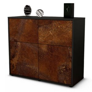 Sideboard Calliope | Korpus Anthrazit | Front in Rost Optik | 92x79x35cm (BxHxT)