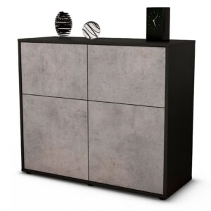 Sideboard Calliope | Korpus Anthrazit | Front in Beton Optik | 92x79x35cm (BxHxT)