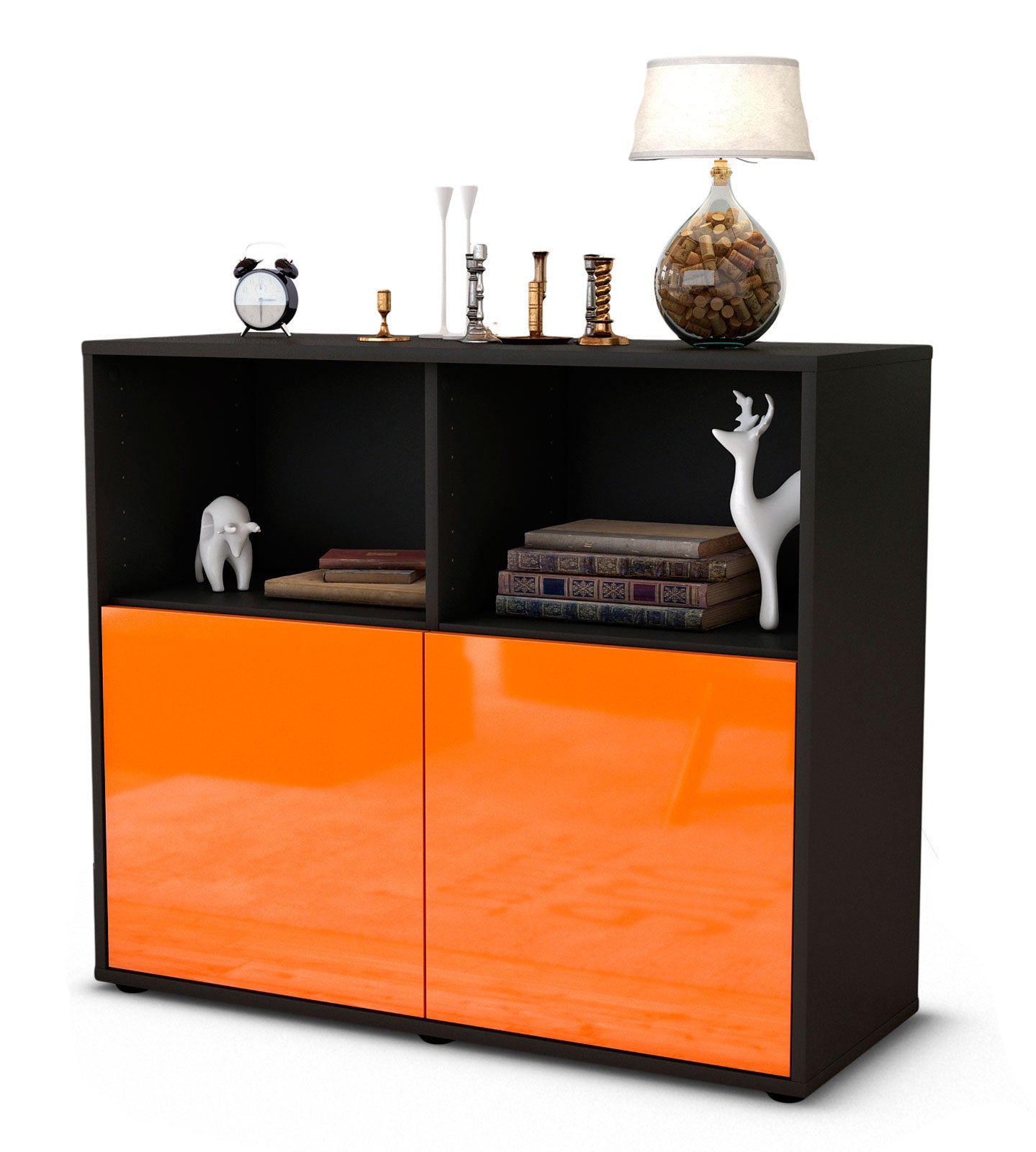 Sideboard Camilla | | Front in Hochglanz Orange | 92x79x35cm (BxHxT) 1 Sideboard Camilla | | Front in Hochglanz Orange | 92x79x35cm (BxHxT)