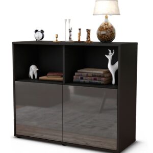 Sideboard Camilla | | Front in Hochglanz Grau | 92x79x35cm (BxHxT)