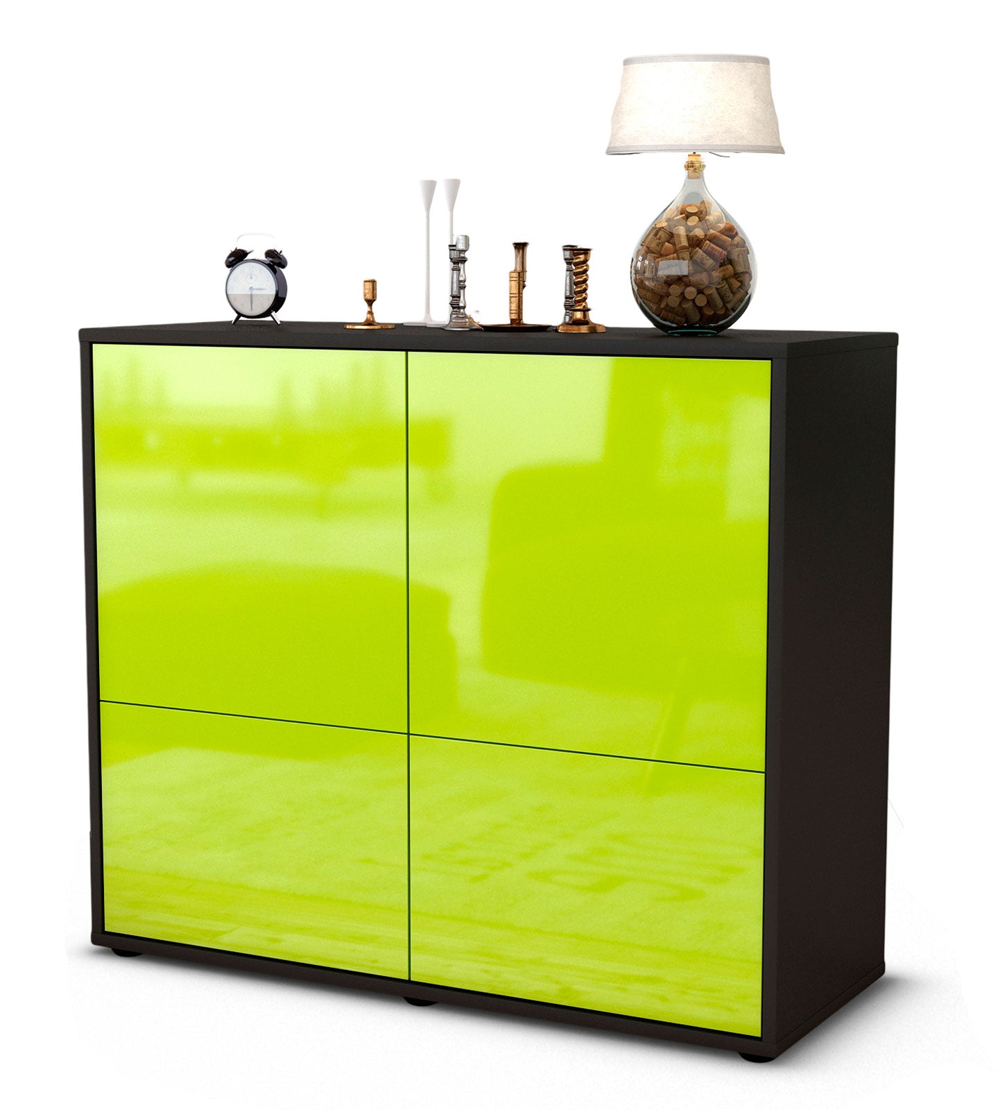 Sideboard Cara | | Front in Hochglanz Grün | 92x79x35cm (BxHxT) 1 Sideboard Cara | | Front in Hochglanz Grün | 92x79x35cm (BxHxT)