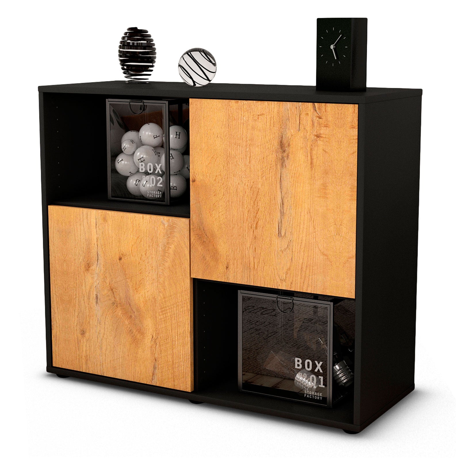 Sideboard Caralina | | Front in Eiche Holz Optik | 92x79x35cm (BxHxT) 1 Sideboard Caralina | | Front in Eiche Holz Optik | 92x79x35cm (BxHxT)